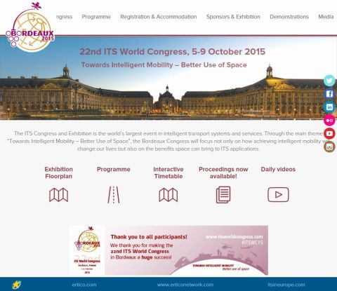 第22回ITS世界会議の公式ウェブサイト（画像）