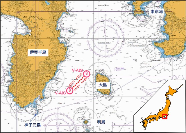 伊豆大島西岸沖に設定された「推薦航路」