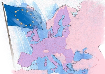 EUの加盟国と旗（イメージ）