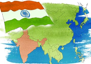 インドの位置と国旗（イメージ）
