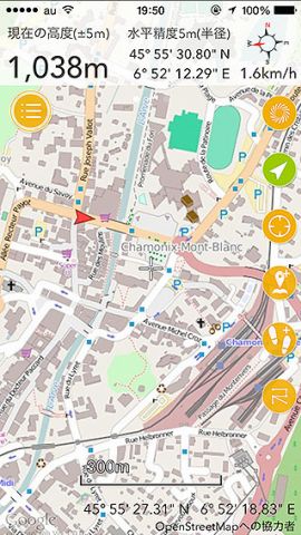海外でも使えるOpenStreetMapの画面例